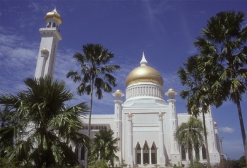 Featured is a photo of the Sultan Omar Ali Saifuddin Mosque in Brunei.